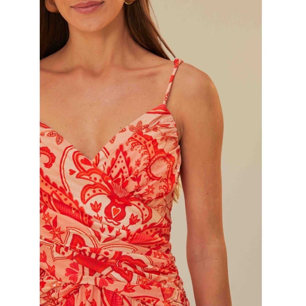 FARM Rio Red Jaipur Crossover Euroflax Linen Maxi Dress Size Small NWT - Picture 15 of 16